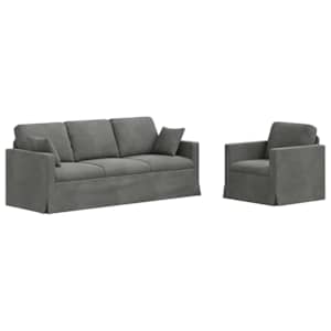 Set pohovek 2 pcs Tmavě šedá 198 x 78 x 80 cm samet - obrázek 2