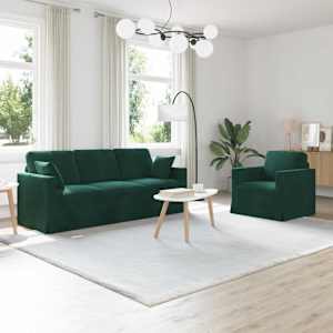 Set pohovek 2 pcs Tmavě zelená 198 x 78 x 80 cm samet - obrázek 1