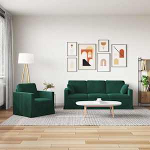 Set pohovek 2 pcs Tmavě zelená 198 x 78 x 80 cm samet - obrázek 3