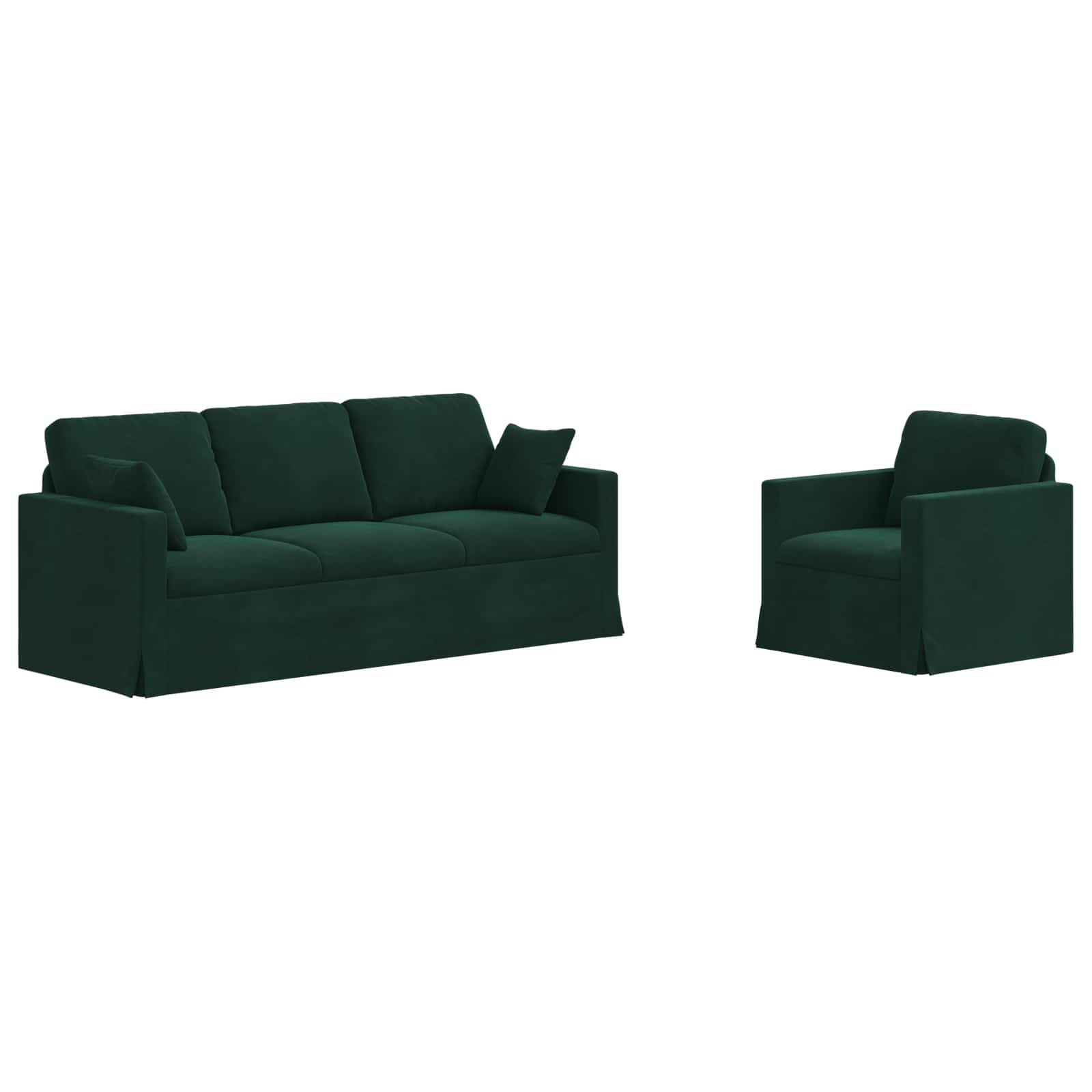 Set pohovek 2 pcs Tmavě zelená 198 x 78 x 80 cm samet - obrázek 2