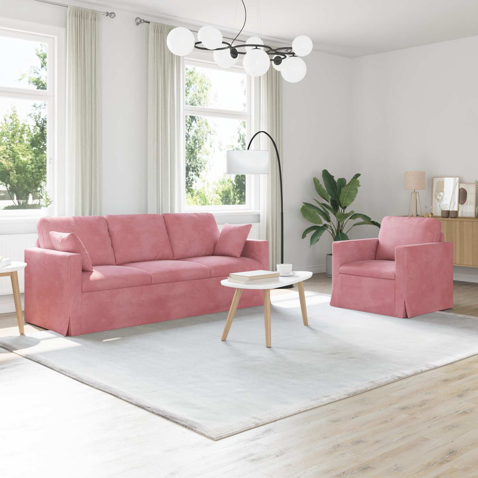 Set pohovek 2 pcs Růžová 198 x 78 x 80 cm samet
