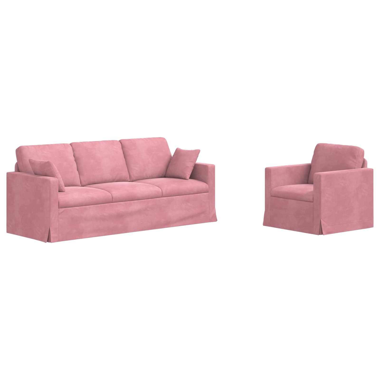 Thumbnail - vidaXL Sofa 2 pcs Rosa 198 x 78 x 80 cm Samt