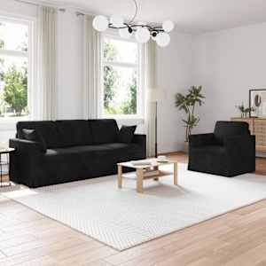 Kavčna garnitura 2 pcs Črna 198 x 78 x 80 cm Žamet