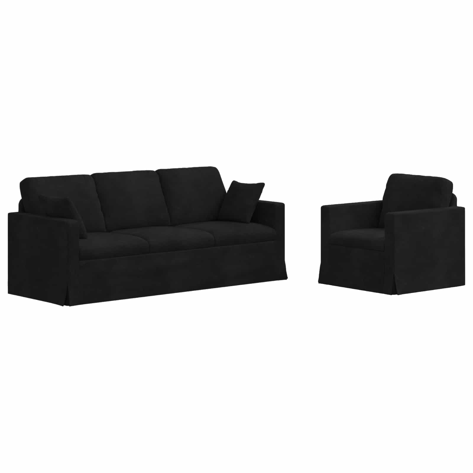 Thumbnail - vidaXL Sofa 2 pcs Schwarz 198 x 78 x 80 cm Samt