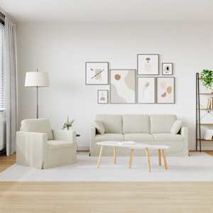 Set pohovek 2 pcs Krémová 198 x 78 x 80 cm samet - obrázek 3