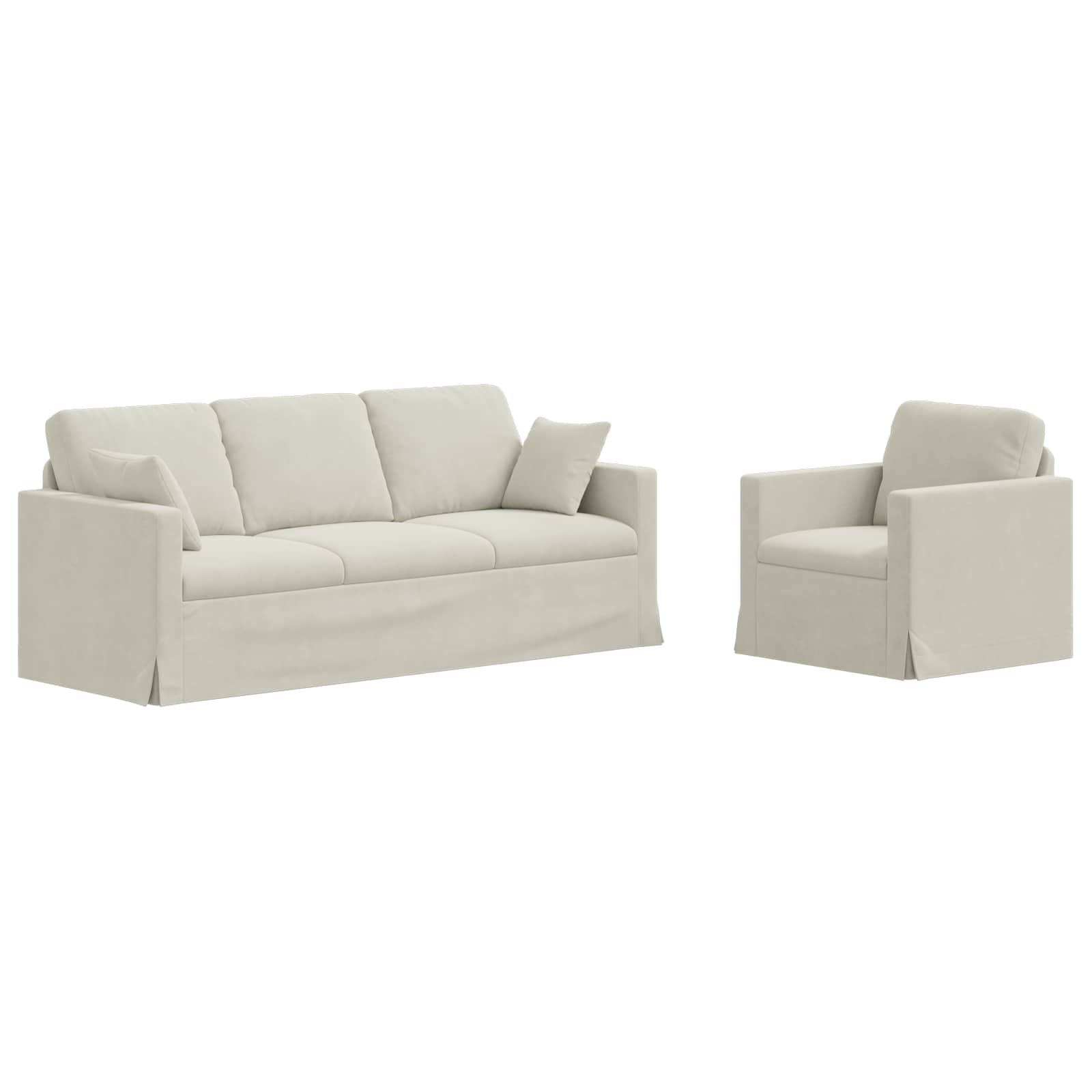 Thumbnail - vidaXL Sofa 2 pcs Creme 198 x 78 x 80 cm Samt