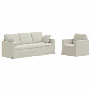 Set pohovek 2 pcs Krémová 198 x 78 x 80 cm samet - obrázek 2