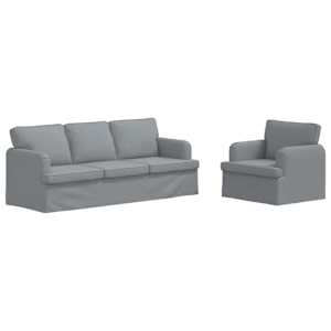 Set pohovek 2 pcs Světle šedá 144 x 80 x 85 cm textil - obrázek 2