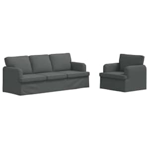 Set pohovek 2 pcs Tmavě šedá 144 x 80 x 85 cm textil - obrázek 2