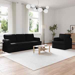 Kavčna garnitura 2 pcs Črna 201 x 80 x 85 cm blago