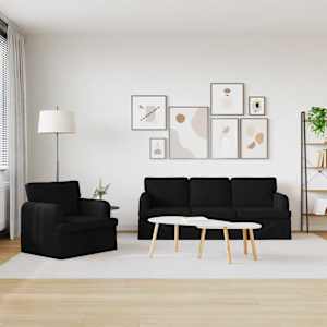 Set pohovek 2 pcs Černá 144 x 80 x 85 cm textil - obrázek 3