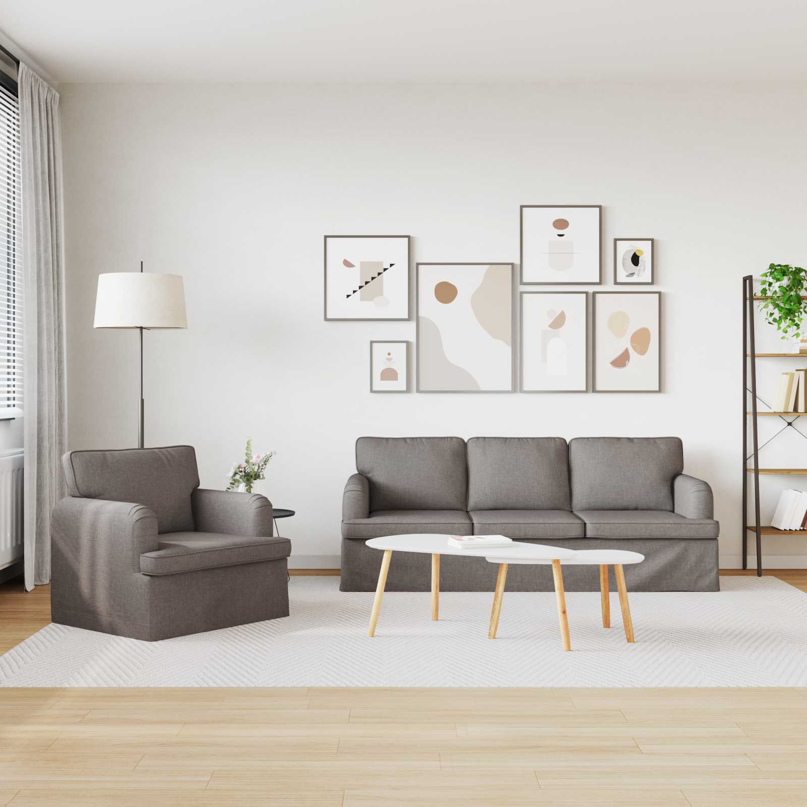 vidaXL Bank 2 pcs Taupe Metaal