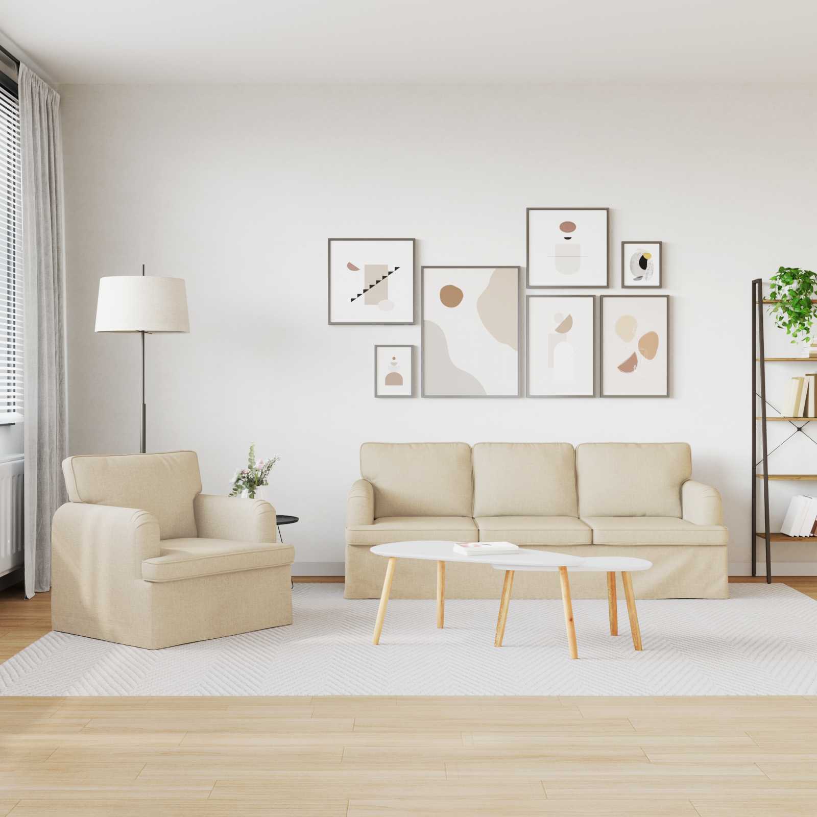 vidaXL Bank 2 pcs Cr&egrave;me Metaal