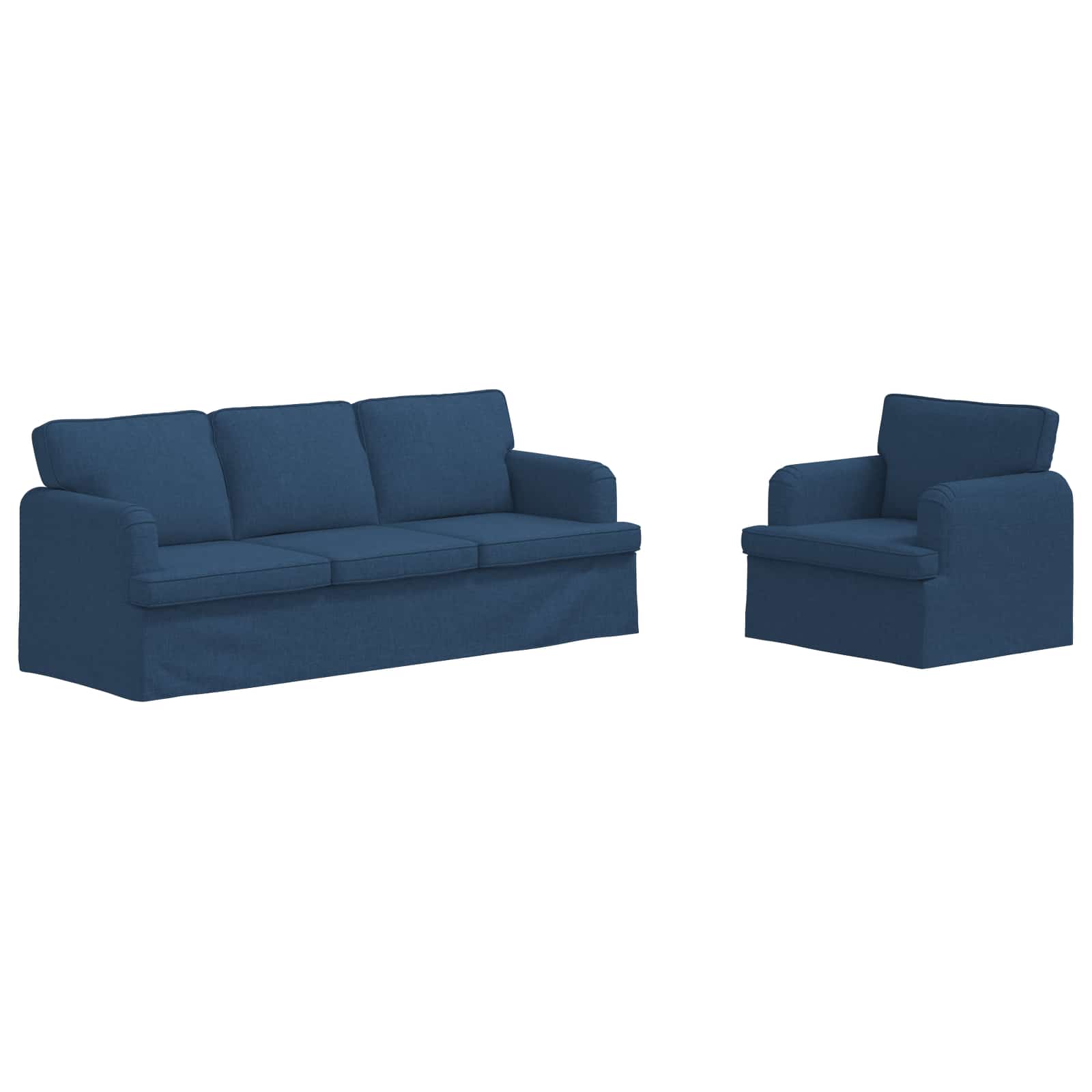 Thumbnail - vidaXL Sofa 180cm 2 pcs Blau Metall