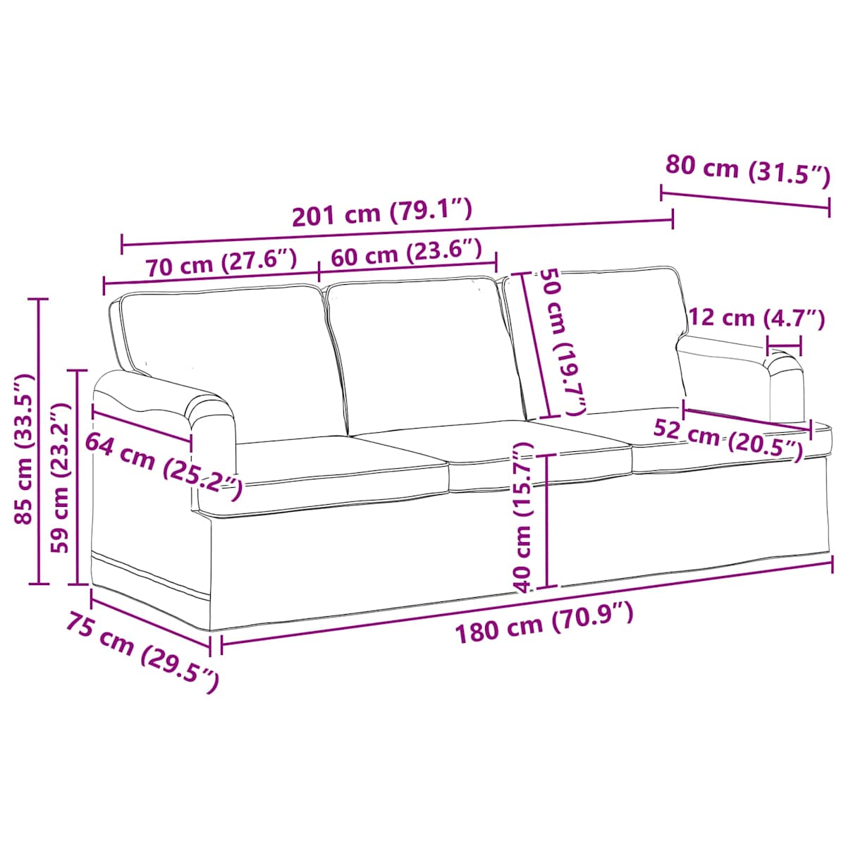Sofa Sæt 2 stk. Stof - Billede 10