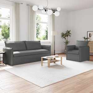 Set pohovek 2 pcs Tmavě šedá 196 x 82 x 85 cm textil - obrázek 1