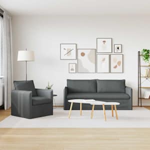 Set pohovek 2 pcs Tmavě šedá 196 x 82 x 85 cm textil - obrázek 3