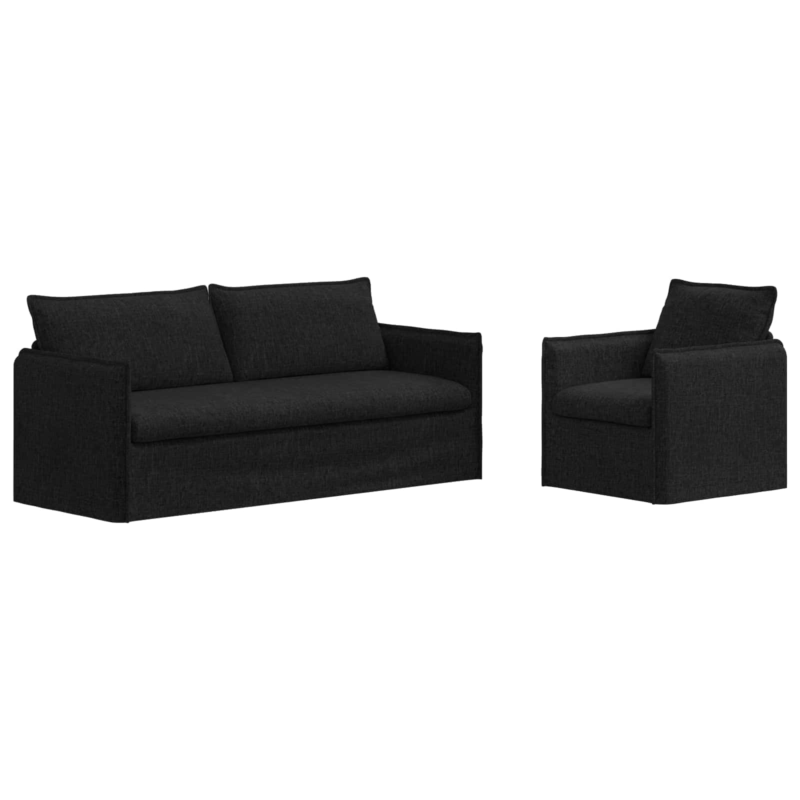 Thumbnail - vidaXL Sofa 2 pcs Schwarz 196 x 82 x 85 cm Stoff