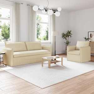 Set pohovek 2 pcs Krémová 196 x 82 x 85 cm textil - obrázek 1