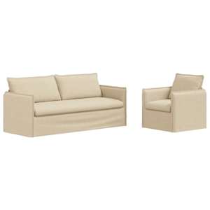Set pohovek 2 pcs Krémová 196 x 82 x 85 cm textil - obrázek 2