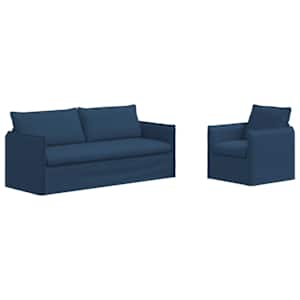 Set pohovek 2 pcs Modrá 196 x 82 x 85 cm textil - obrázek 2