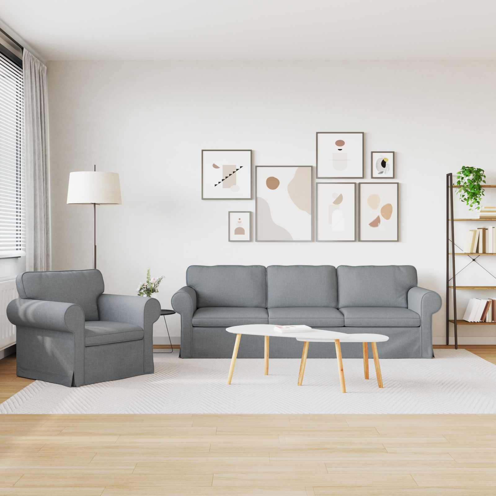 Kavč 2 pcs Svetlo siva - slika 3