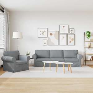 Set pohovek 2 pcs Světle šedá 245 x 82 x 80 cm textil - obrázek 3