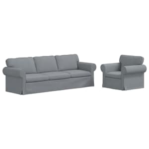 Set pohovek 2 pcs Světle šedá 245 x 82 x 80 cm textil - obrázek 2