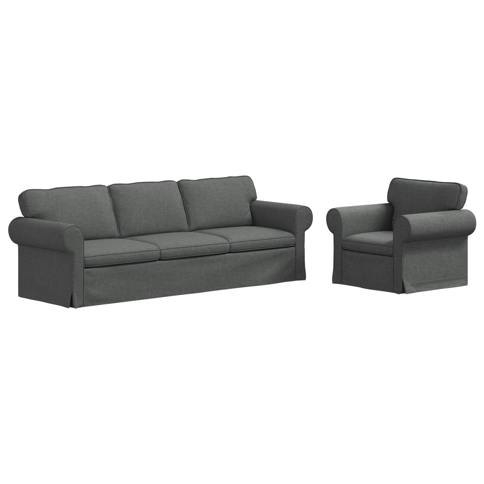 Thumbnail - vidaXL Sofa 210cm 2 pcs Dunkelgrau Metall