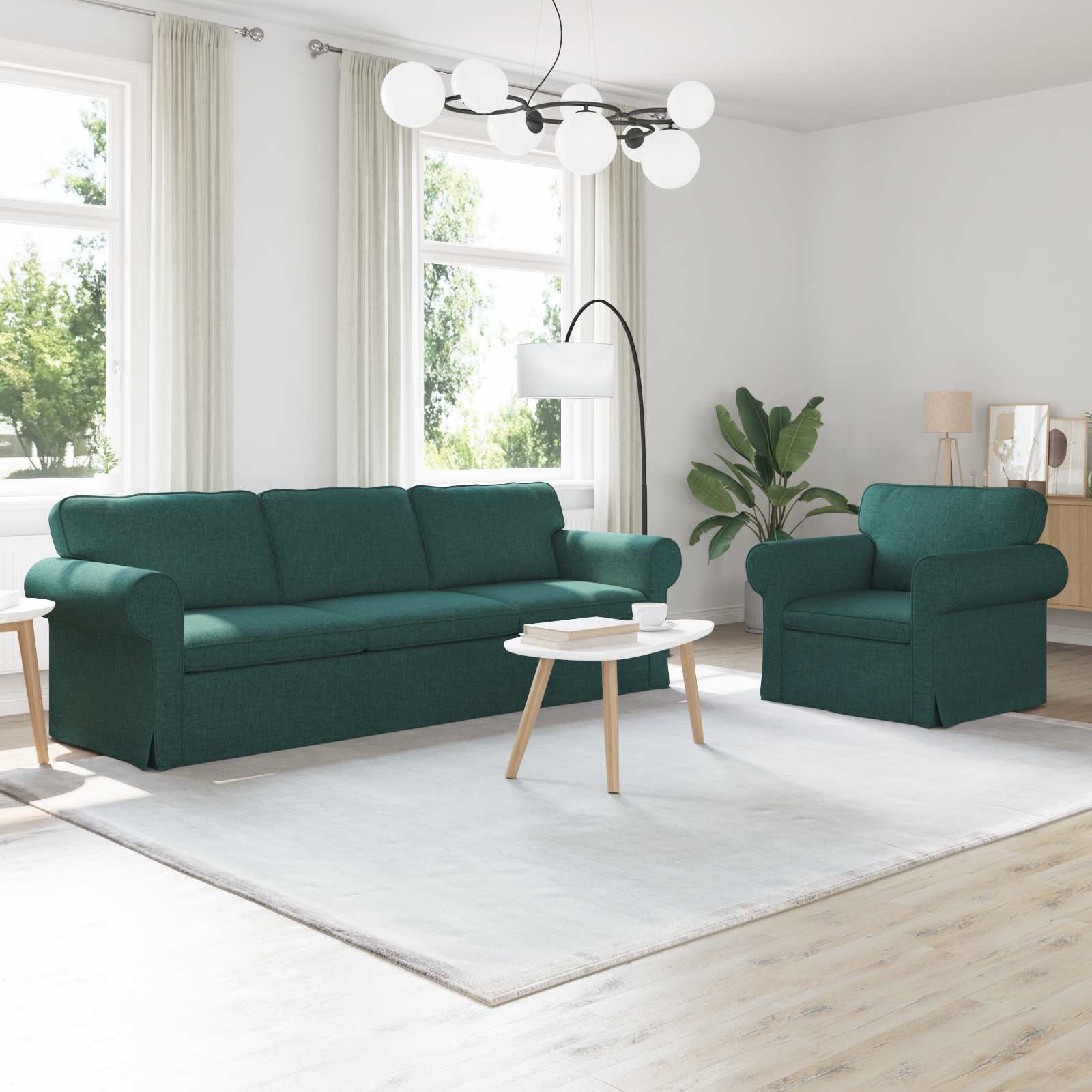 vidaXL Sofa 210cm 2 pcs Dunkelgrün Metall