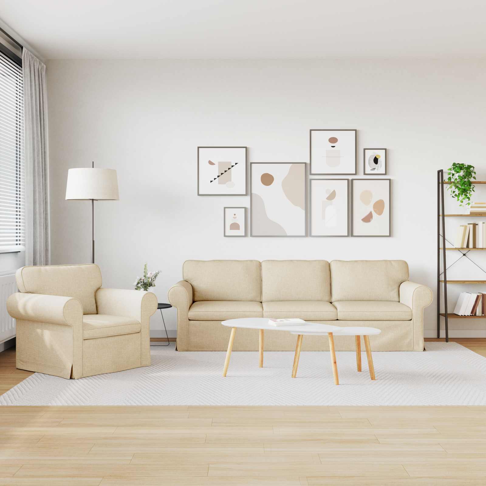 vidaXL Bank 2 pcs Cr&egrave;me Metaal