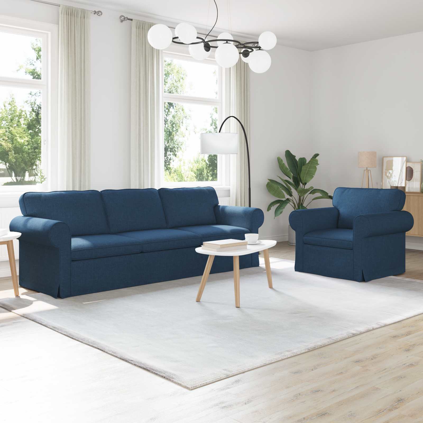 vidaXL Sofa 2 pcs Blau Gesamtabmessungen: 245 x 82 x 80 cm (B x T x H)