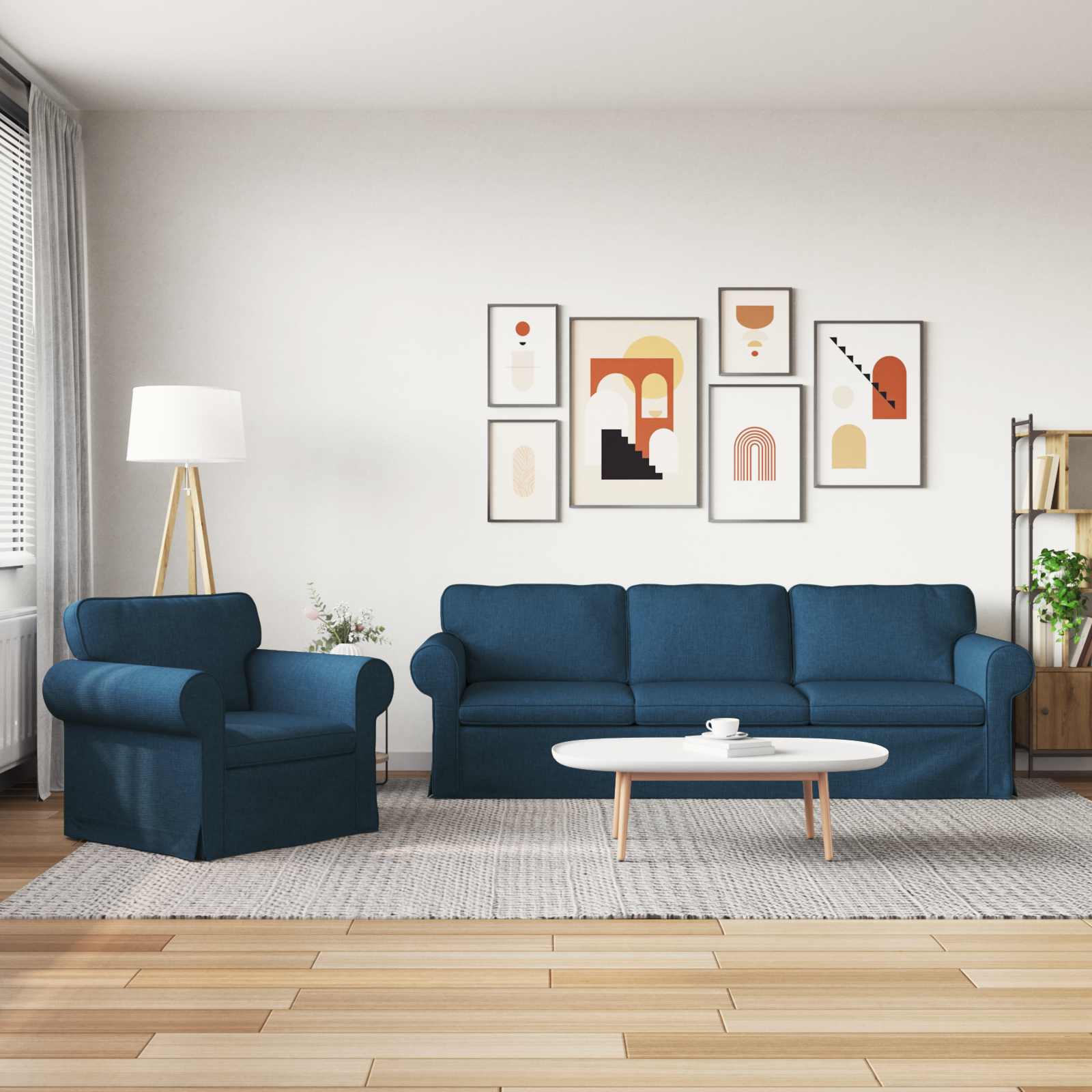 Thumbnail - vidaXL Sofa 2 pcs Blau Gesamtabmessungen: 245 x 82 x 80 cm (B x T x H)