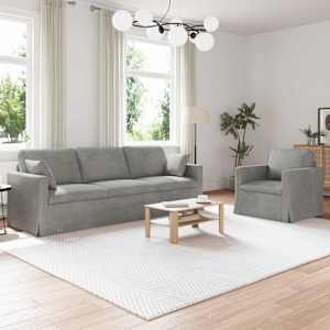 Kavčna garnitura 2 pcs Svetlo siva 228 x 78 x 80 cm Žamet