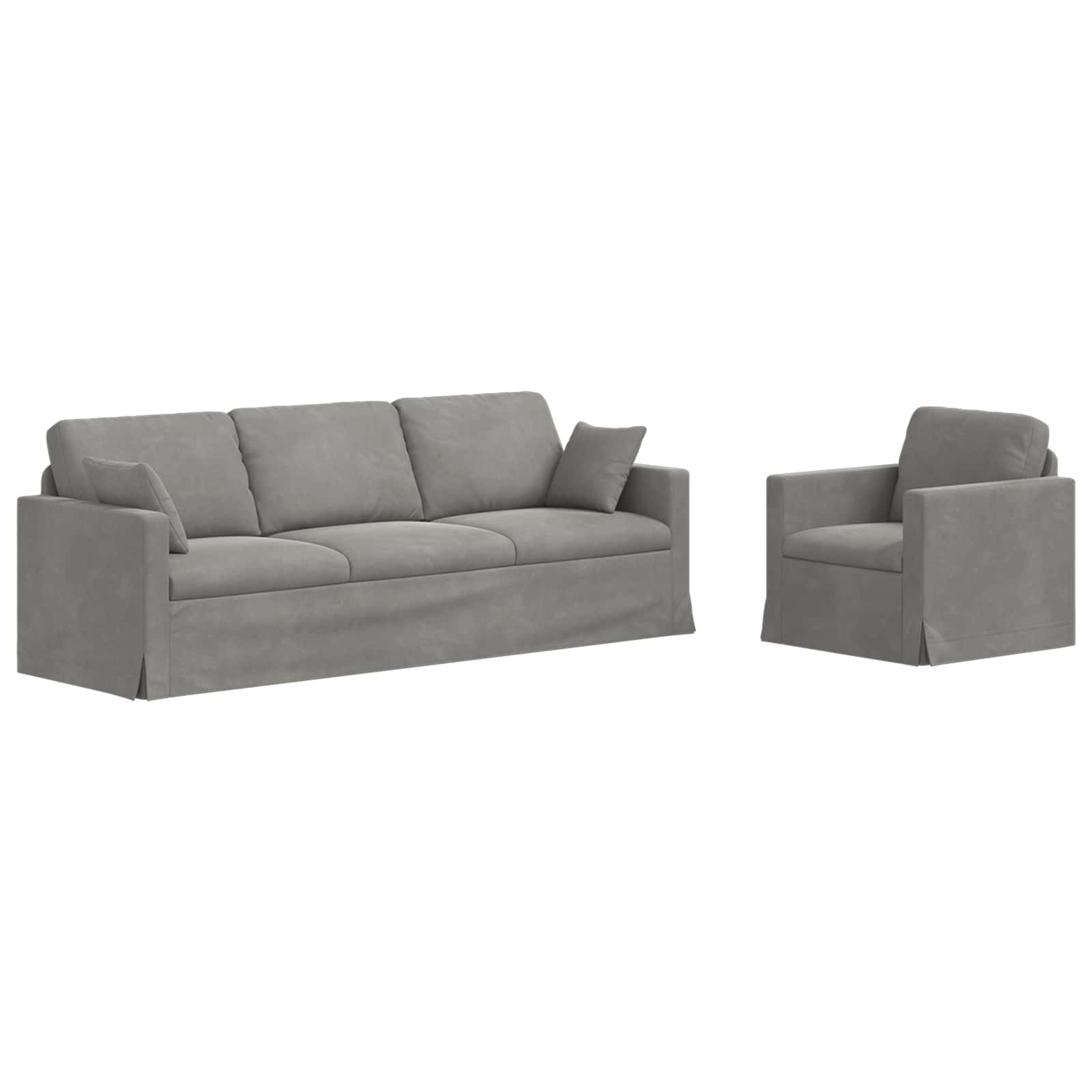vidaXL Diivan 2 pcs Helehall 228 x 78 x 80 cm Samet-image-3407625