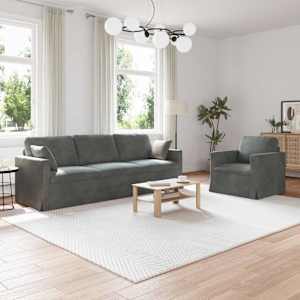 Set pohovek 2 pcs Tmavě šedá 228 x 78 x 80 cm samet - obrázek 1