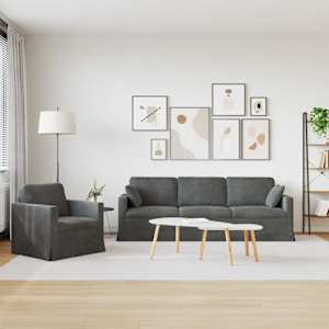 Set pohovek 2 pcs Tmavě šedá 228 x 78 x 80 cm samet - obrázek 3
