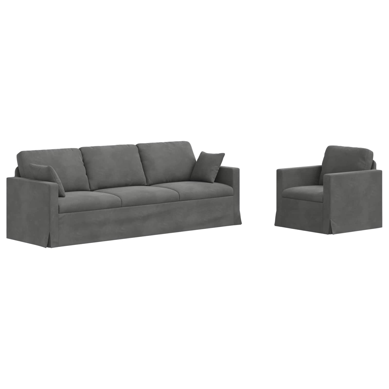 Thumbnail - vidaXL Sofa 2 pcs Dunkelgrau 228 x 78 x 80 cm Samt
