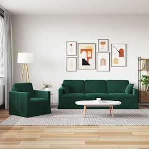 Set pohovek 2 pcs Tmavě zelená 228 x 78 x 80 cm samet - obrázek 3