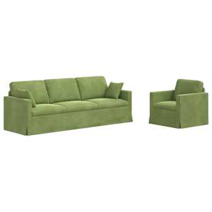 Set pohovek 2 pcs Světlá zelená 228 x 78 x 80 cm samet - obrázek 2