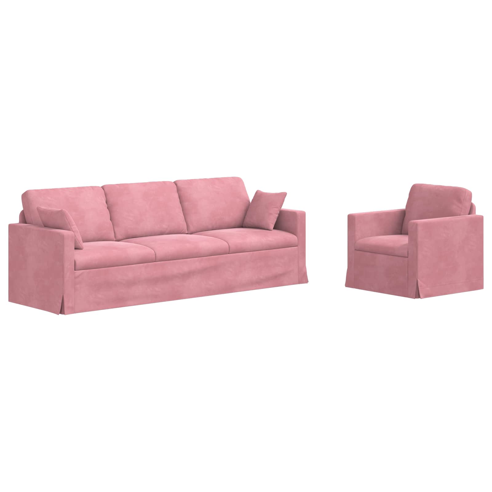 Thumbnail - vidaXL Sofa 2 pcs Rosa 228 x 78 x 80 cm Samt