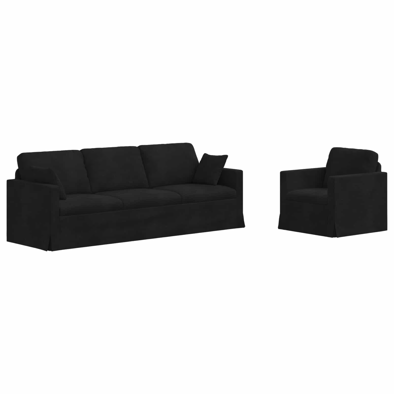 Thumbnail - vidaXL Sofa 2 pcs Schwarz 228 x 78 x 80 cm Samt
