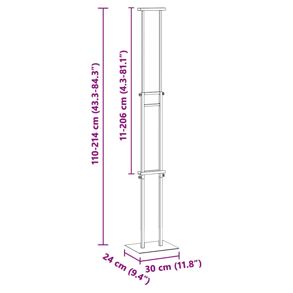 Kiállító Állvány 2 pcs Fehér 30 x 24 x 208 cm Vas