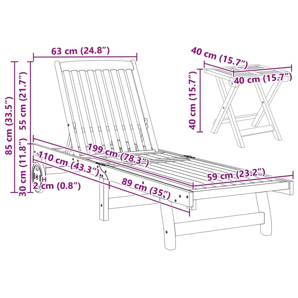 Ligstoel Bruin Massief Acaciahout image 13