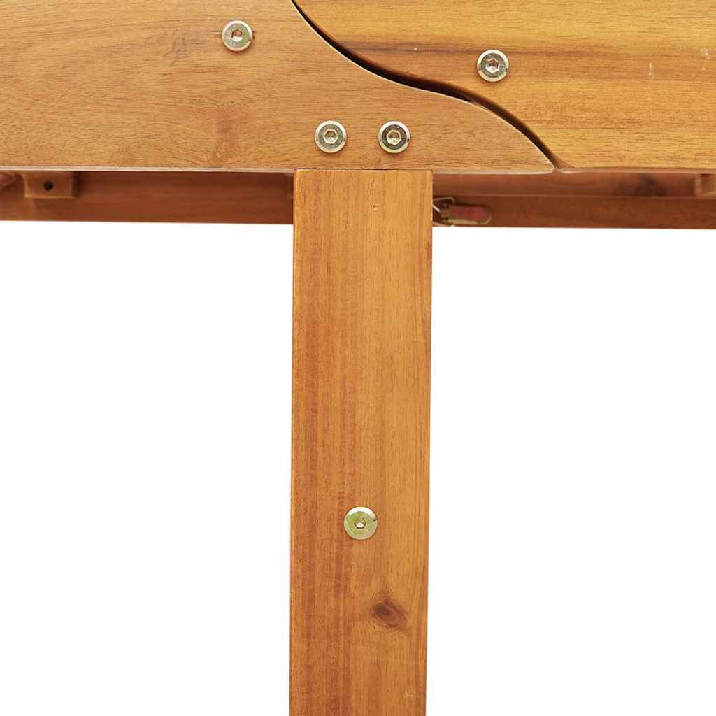 Ligstoel met kussen Beige Massief Acaciahout image 9