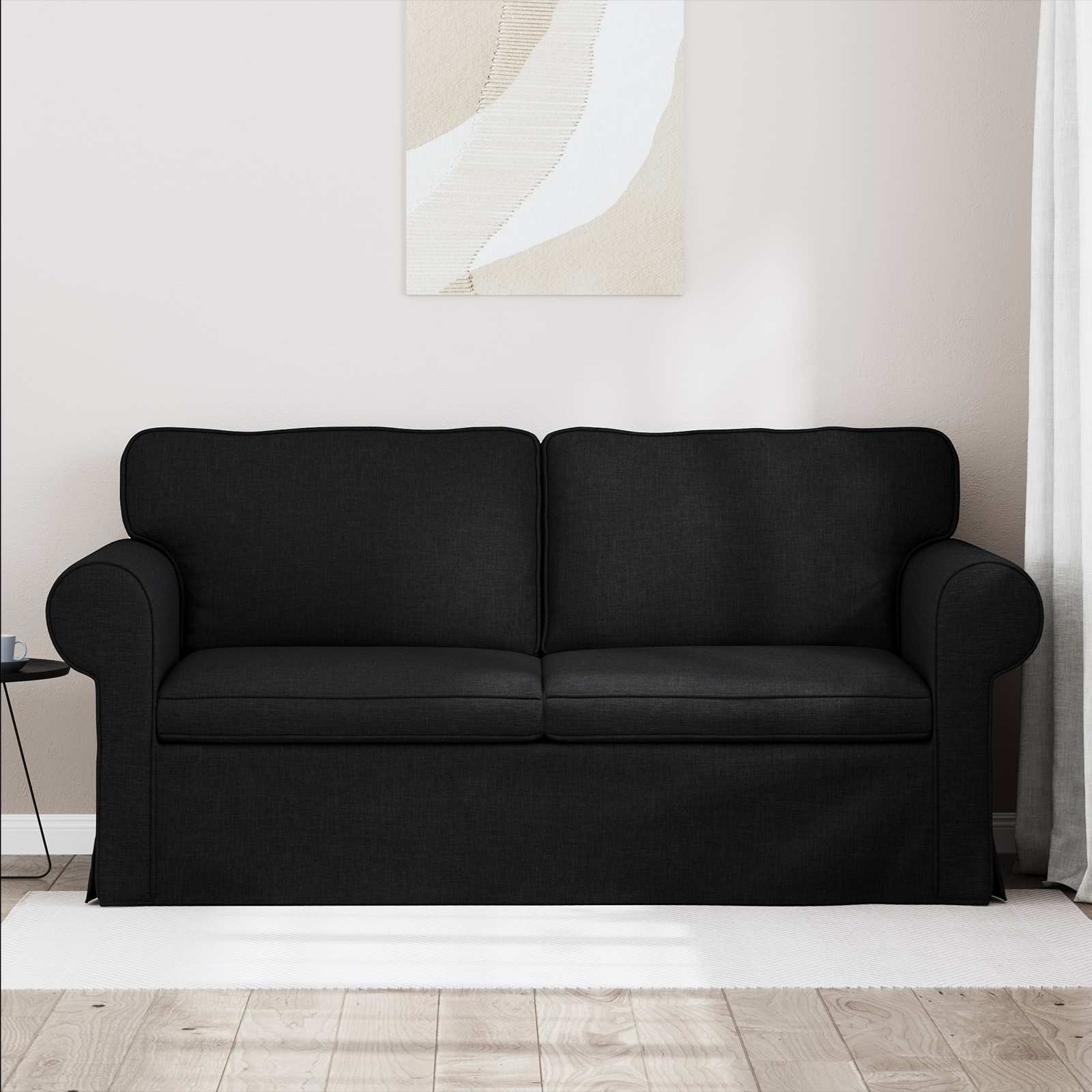 vidaXL Bank Zwart 215 x 82 x 80 cm Metaal