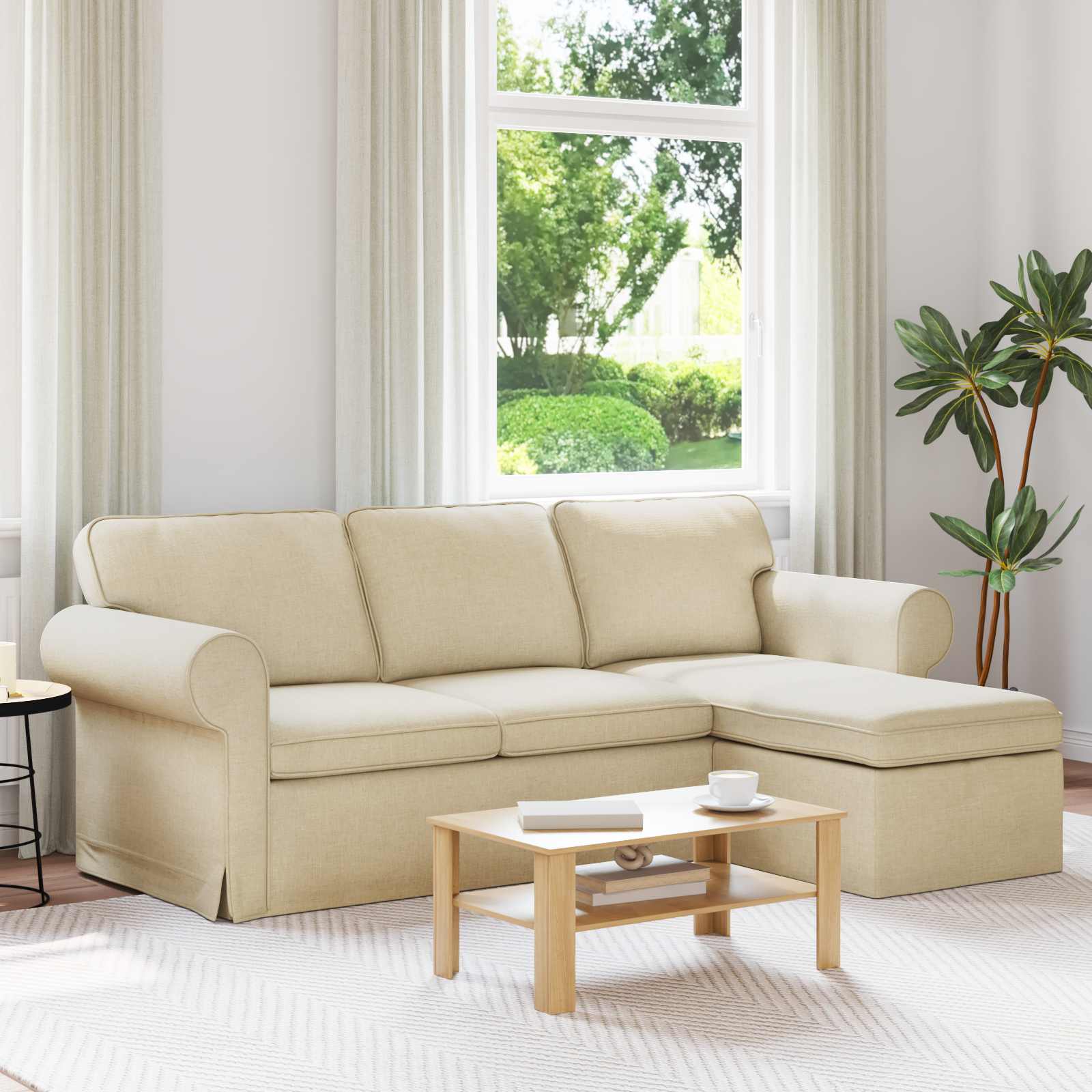 vidaXL Sofa Creme Gesamtabmessungen: 215 x 138 x 80 cm (B x T x H)