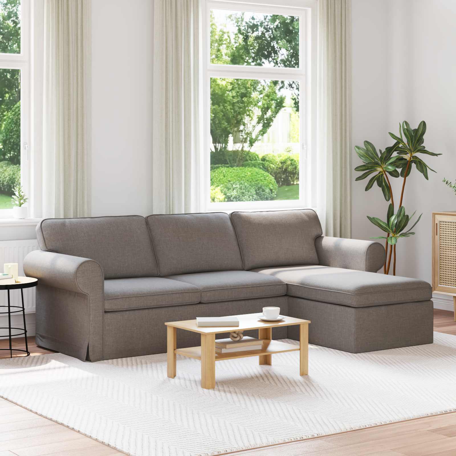 vidaXL Sofa Taupe 215 x 138 x 80 cm Stoff