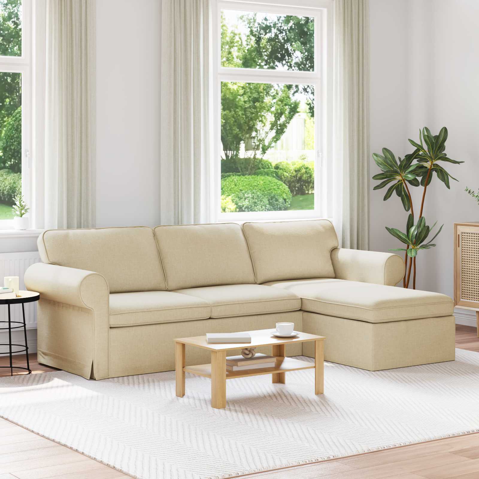 vidaXL Sofa Creme 215 x 138 x 80 cm Stoff