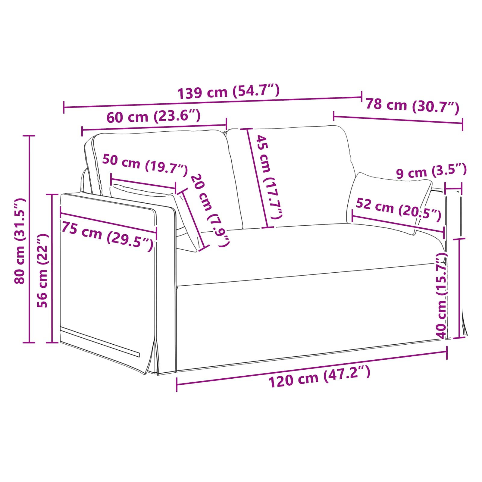 Dīvāns 120cm Melna Metāls
